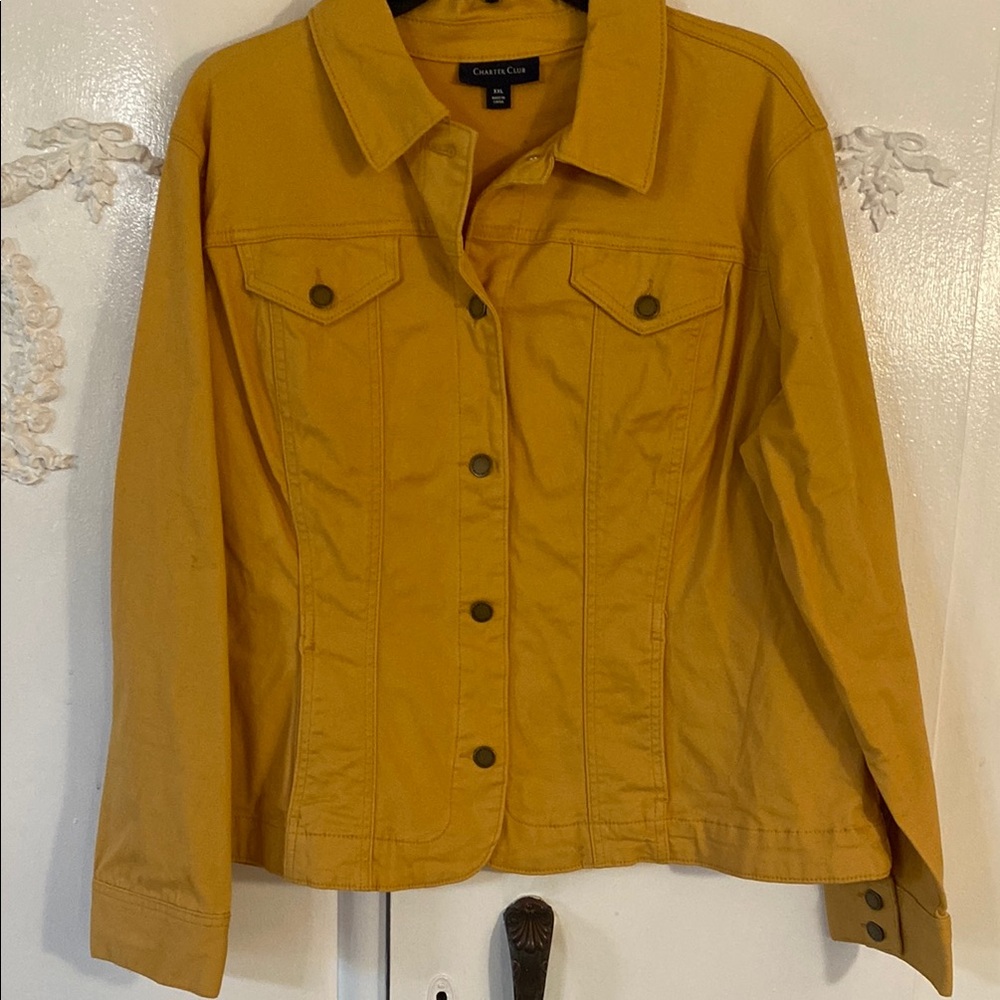 Charter Club Women's Yellow Denim Jacket SZ XXL